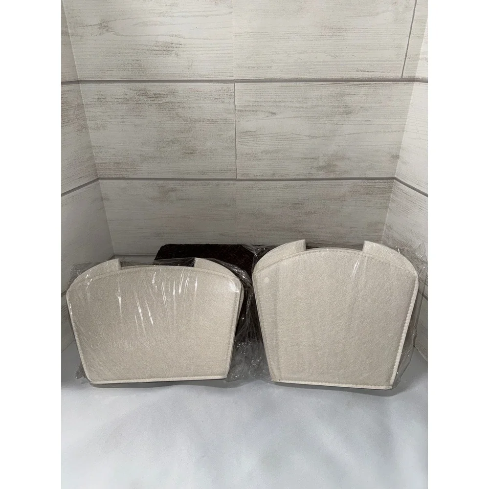 Slumberkins Set of 2 Felt Storage Bins Cream Nursery Toy Organizers Nwt